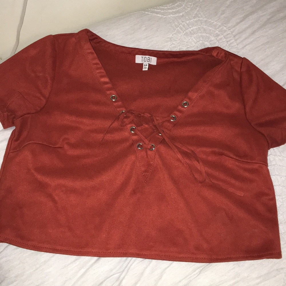 Suade lace up crop top